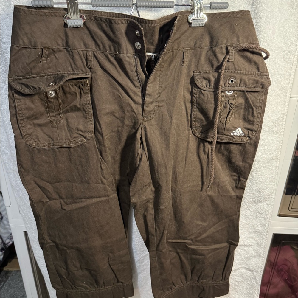 adidas Brown Women’s Cargo Capris with Multiple Flap Pockets